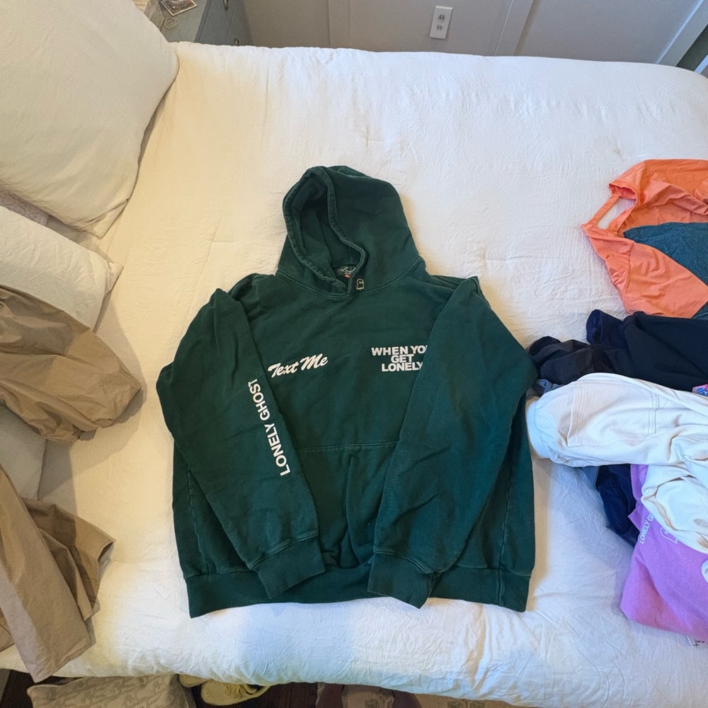 Lonely ghost heavyweight Green Hoodie